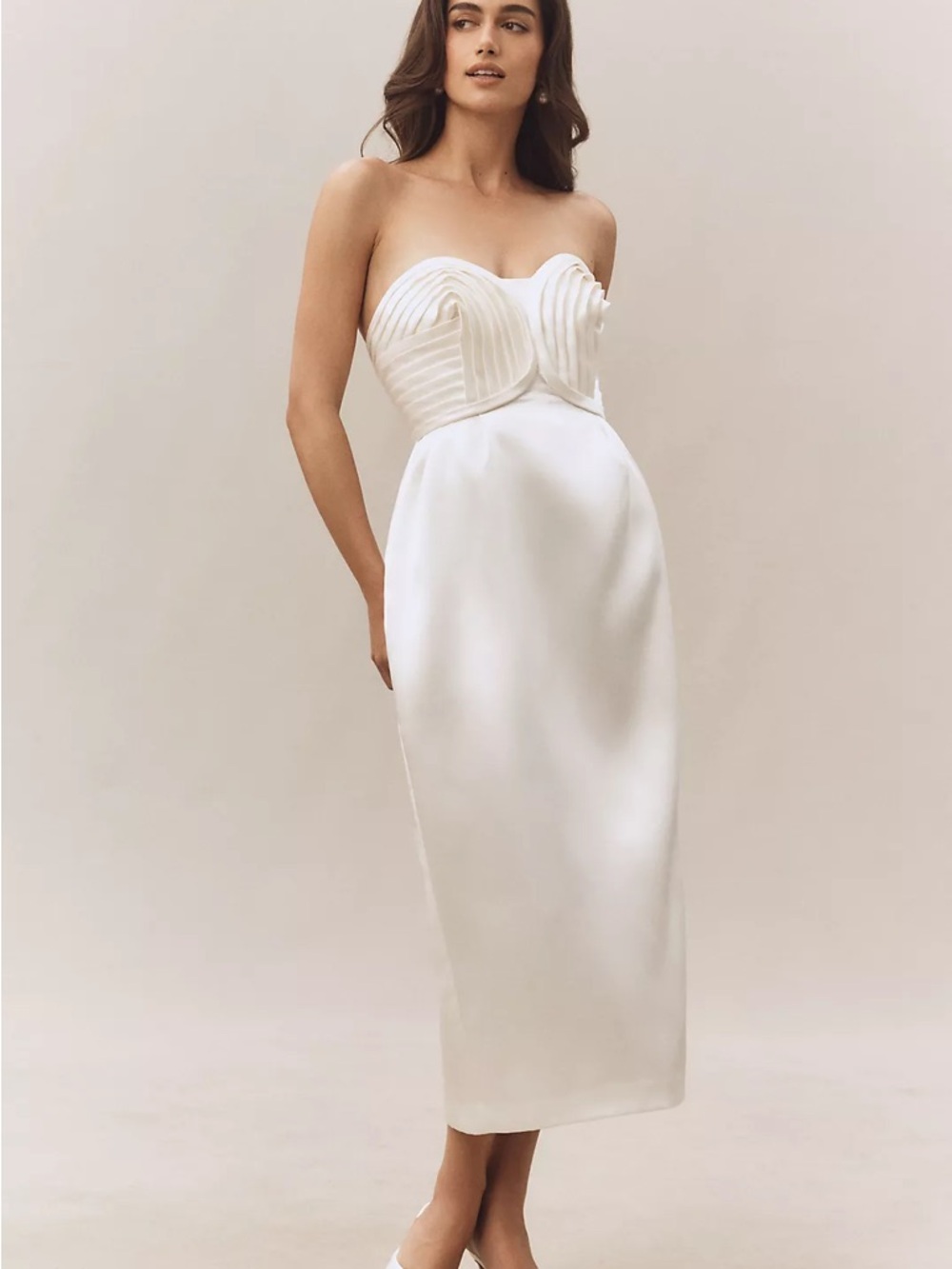 BHLDN Strapless Satin Midi Dress XS